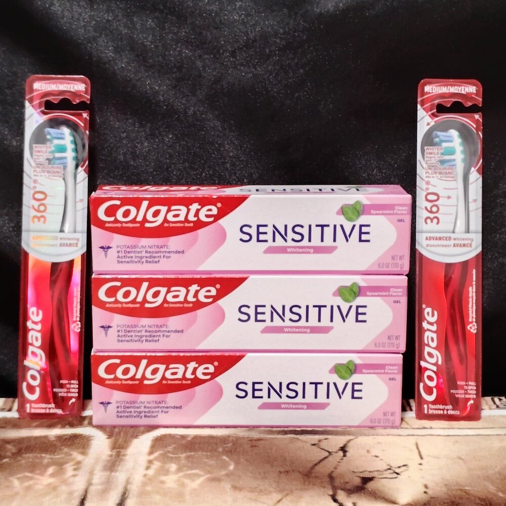 3 Colgate Sensitive Toothpaste / 2  Medium 360 Optic White Toothbrush